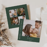 Modern 5 Photo Collage | Christmas Holiday Card<br><div class="desc">The design includes a large image on the front,  inscribed with template text which reads MERRY CHRISTMAS,  personalized with your family name and the year,  plus a collage of 4 additional photos on the back.</div>