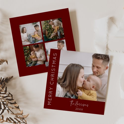 Modern 5 Photo Collage  Christmas Holiday Card