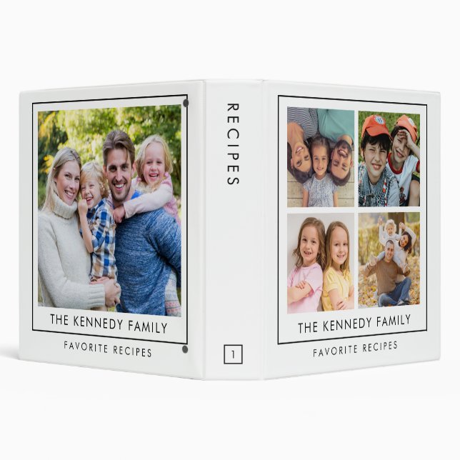 Modern 5 Photo Collage Family Recipes Cookbook 3 Ring Binder (Background)