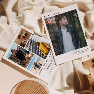 Modern 5 Photo Collage Graduation Invitation