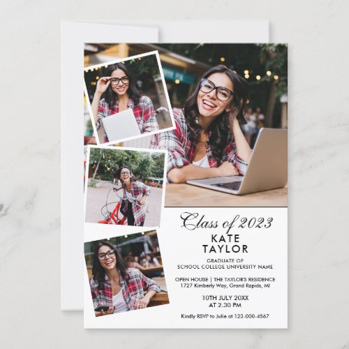 Modern 5 Photo Collage Graduation Party Invitation