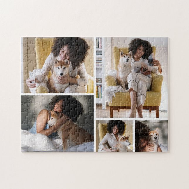 Modern 5 Photo Collage Jigsaw Puzzle (Horizontal)