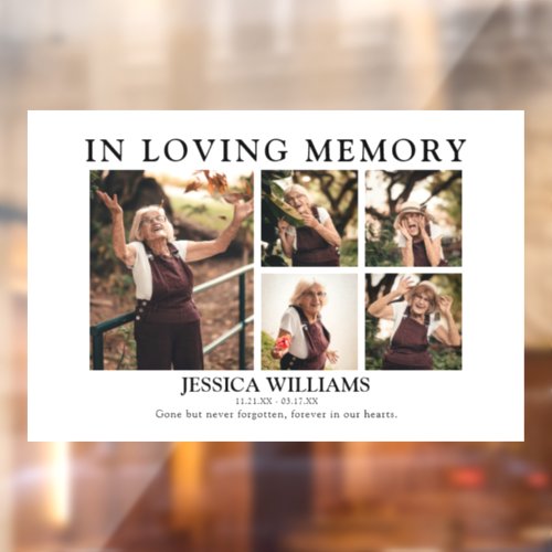 Modern 5 Photo Collage Memorial Window Cling