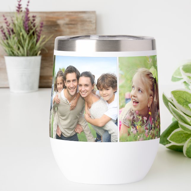 Modern 5 Photo Collage Thermal Wine Tumbler (Creator Uploaded)