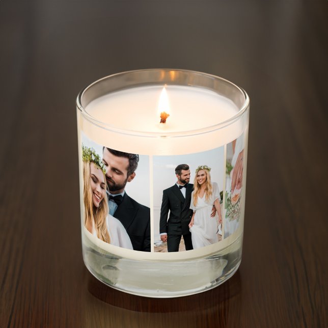 Modern 5 Photo Collage Wedding Keepsake Scented Candle (Creator Uploaded)