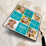 Modern 5 Photo Custom Monogram & Quote Graduate Graduation Cap Topper<br><div class="desc">Introducing our modern and unique graduation cap topper featuring a stunning photo collage design that can showcase up to 5 of your favorite senior memories. The sleek block design is perfect for a contemporary look, while the inspiring quote "She believed she could so she Positively did" adds a touch of...</div>