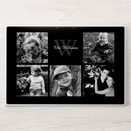 Modern 5 Photo Family Monogram Collage HP Laptop Skin