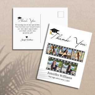 modern 5 photo filmstrip graduation thank you   postcard