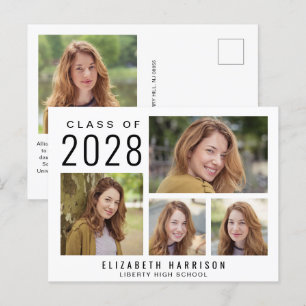 Modern 5 Photo Graduation Announcement Postcard