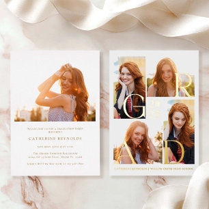 Modern 5 Photo Graduation Foil Invitation