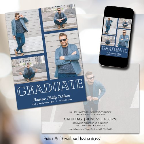 Modern 5 Photo Graduation Party Invitation