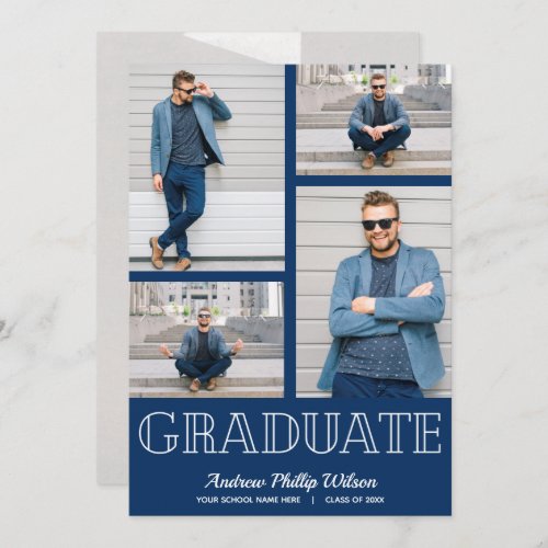 Modern 5 Photo Graduation Party Invitations