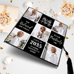 Modern 5 Photo Grid Custom Chic Monogram Graduate Graduation Cap Topper<br><div class="desc">Introducing our modern and unique graduation cap topper featuring a stunning photo collage design that can showcase up to 5 of your favorite senior memories. The sleek block design is perfect for a contemporary look, while the inspiring quote "She believed she could so she Positively did" adds a touch of...</div>