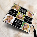 Modern 5 Photo Grid Personalized Monogram Graduate Graduation Cap Topper<br><div class="desc">Introducing our modern and unique graduation cap topper featuring a stunning photo collage design that can showcase up to 5 of your favorite senior memories. The sleek block design is perfect for a contemporary look, while the inspiring quote "She believed she could so she Positively did" adds a touch of...</div>