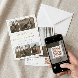 Modern 5-Photo QR Code Wedding Invitation