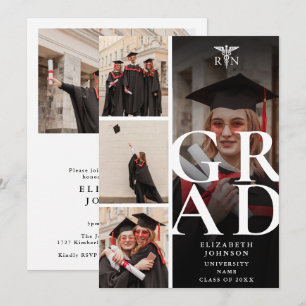 Modern 5 Photo RN Nursing Graduation Party Invitation