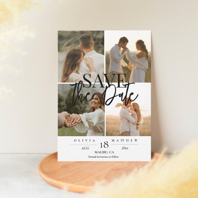 Modern 5 Photo Wedding Save the Dates  Save The Date (Creator Uploaded)