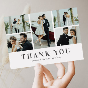 Modern 5 Photo Wedding Thank You Card