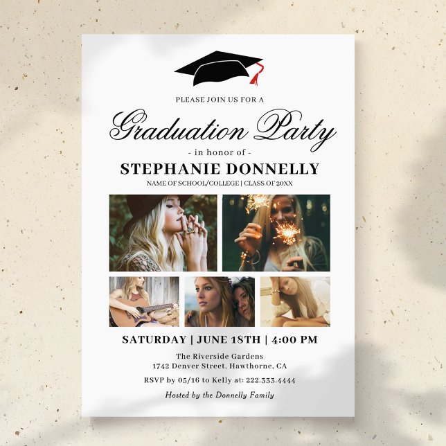 Modern 5 Picture Graduation Party Invitation (Creator Uploaded)