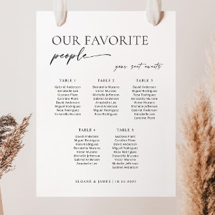 Modern 5 Tables Welcome Seating Chart Foam Board