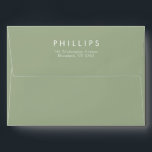 Modern 5 x 7 Minimalist Sage Green Return Address Envelope<br><div class="desc">Formal preprinted envelopes with return address,  customizable in color,  size and paper type in a modern sans serif typeface. This is the sage green version.</div>