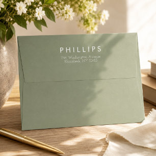 Modern 5 x 7 Minimalist Sage Green Return Address Envelope