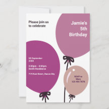 Modern 5th Birthday Balloon Party Invitation Card