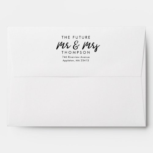 Modern 5x7 Script The Future Mrs and Mr Preprinted Envelope