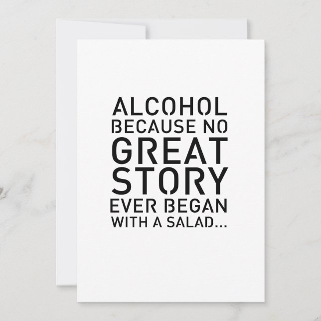 Modern 5x7 Table Sign Alcohol Because Invitation (Front)