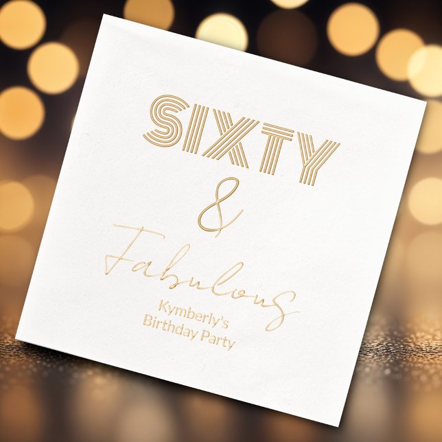  Modern 60 and  Fabulous 60th Birthday Party  Foil Napkins (Creator Uploaded)