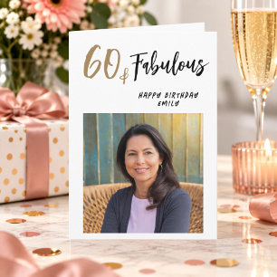 Modern 60 and Fabulous Photo 60th Birthday Card