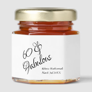 Modern 60 & Fabulous Birthday Party Black White Honey Jar Favors