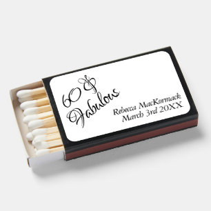 Modern 60 & Fabulous Birthday Party Black White Matchboxes