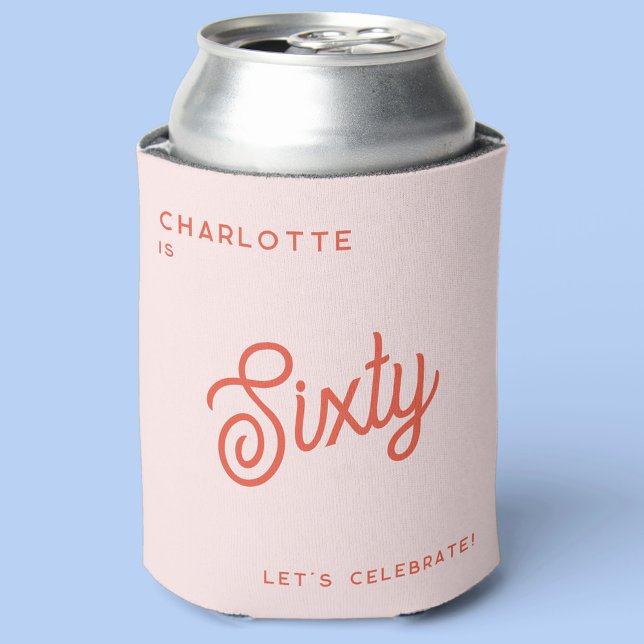 Modern 60 Sixty Sixtieth Birthday Can Cooler (Creator Uploaded)