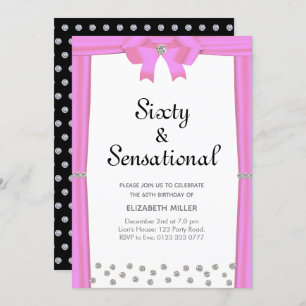 Modern 60th Birthday & Glitter Diamonds Invitation