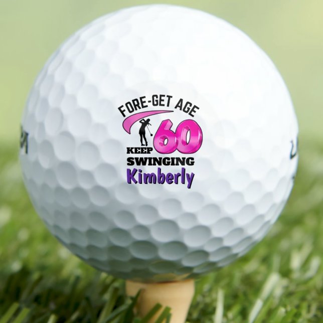 Modern 60th birthday golf balls 60 pink initials (Creator Uploaded)