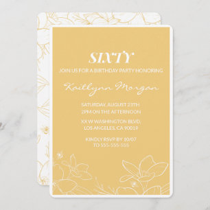 Modern 60th birthday invitations Floral Yellow