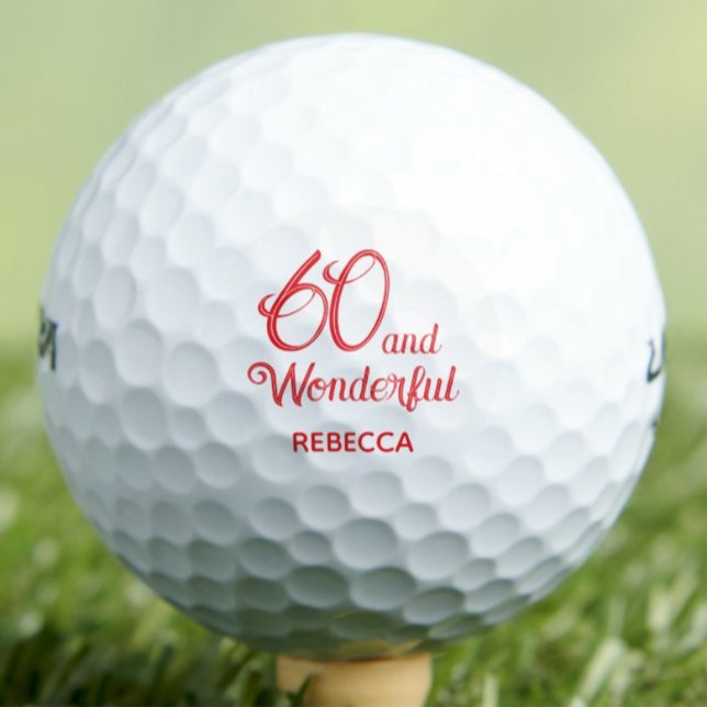 Modern 60th birthday party red 60 years simple golf balls (Creator Uploaded)