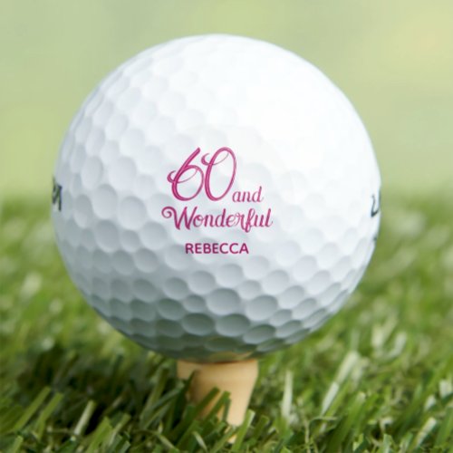 Modern 60th birthday party simple pink golf balls