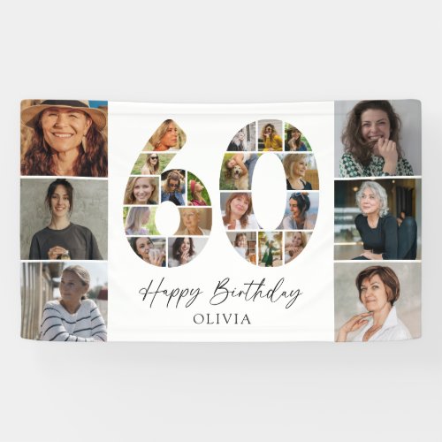 Modern 60th Birthday Photo Collage Banner