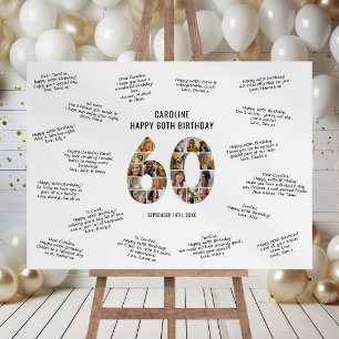 Modern 60th Birthday Photo Collage Message Foam Board
