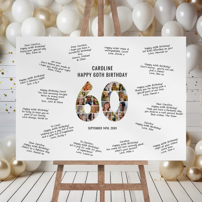 Modern 60th Birthday Photo Collage Message Foam Board (Creator Uploaded)