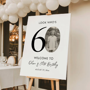 Modern 60th Birthday Photo Welcome Sign