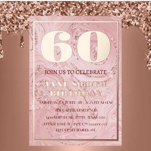 Modern 60th Birthday Rose Gold Foil QR Code Foil I Invitation