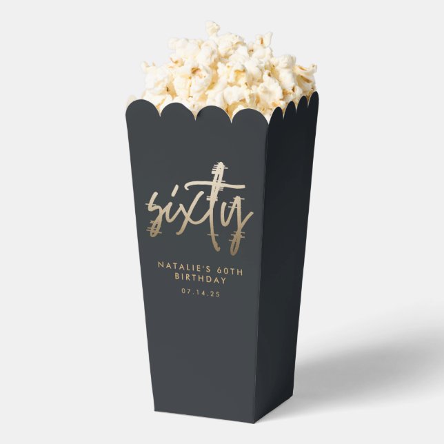 Modern 60th birthday simple stylish elegant favor boxes (Popped)