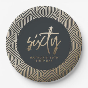 Modern 60th birthday simple stylish elegant paper plates