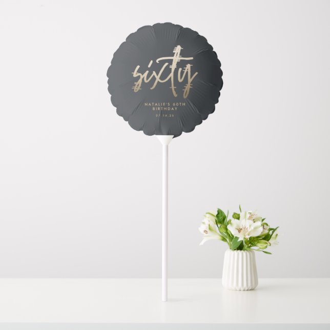 Modern 60th birthday simple stylish elegant script balloon (In SItu)