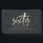 Modern 60th birthday simple stylish elegant script banner<br><div class="desc">Modern 60th birthday simple stylish elegant gold script 60th birthday party decor banner. Part of a collection.</div>