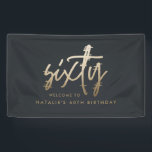 Modern 60th birthday simple stylish elegant script banner<br><div class="desc">Modern 60th birthday simple stylish elegant gold script 60th birthday party decor banner. Part of a collection.</div>
