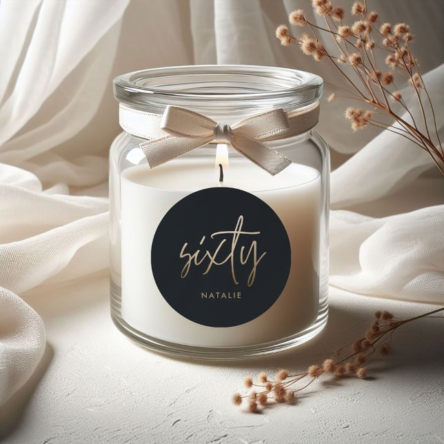 Modern 60th birthday simple stylish elegant script classic round sticker (Creator Uploaded)